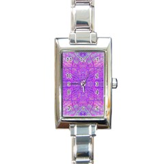 Hot Pink And Purple Abstract Branch Pattern Rectangle Italian Charm Watch