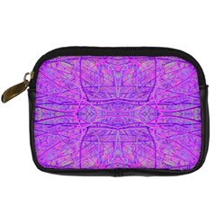 Hot Pink And Purple Abstract Branch Pattern Digital Camera Leather Case by myrubiogarden