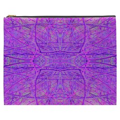 Hot Pink And Purple Abstract Branch Pattern Cosmetic Bag (xxxl) by myrubiogarden