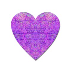 Hot Pink And Purple Abstract Branch Pattern Heart Magnet