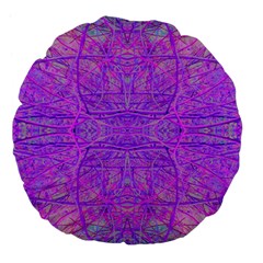 Hot Pink And Purple Abstract Branch Pattern Large 18  Premium Flano Round Cushions