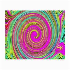 Groovy Abstract Pink, Turquoise And Yellow Swirl Small Glasses Cloth by myrubiogarden