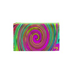 Groovy Abstract Pink, Turquoise And Yellow Swirl Cosmetic Bag (xs)