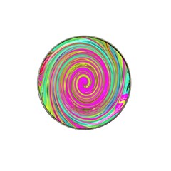 Groovy Abstract Pink, Turquoise And Yellow Swirl Hat Clip Ball Marker (4 Pack) by myrubiogarden