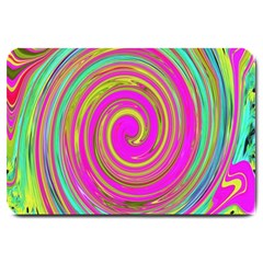 Groovy Abstract Pink, Turquoise And Yellow Swirl Large Doormat 