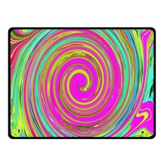 Groovy Abstract Pink, Turquoise And Yellow Swirl Double Sided Fleece Blanket (small)  by myrubiogarden