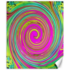 Groovy Abstract Pink, Turquoise And Yellow Swirl Canvas 8  X 10  by myrubiogarden