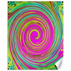 Groovy Abstract Pink, Turquoise And Yellow Swirl Canvas 11  X 14  by myrubiogarden