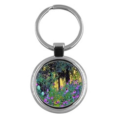 Hazy Morning Sunrise In My Rubio Garden Key Chains (round)  by myrubiogarden