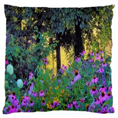 Hazy Morning Sunrise In My Rubio Garden Large Flano Cushion Case (two Sides) by myrubiogarden