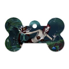 Wonderful Fmermaid With Turtle In The Deep Ocean Dog Tag Bone (two Sides) by FantasyWorld7