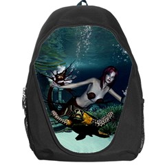 Wonderful Fmermaid With Turtle In The Deep Ocean Backpack Bag by FantasyWorld7
