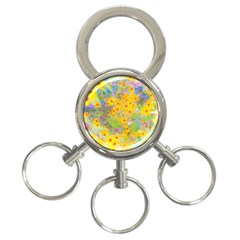 Pretty Yellow And Red Flowers With Turquoise 3-ring Key Chains by myrubiogarden