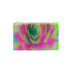 Lime Green And Pink Succulent Sedum Rosette Cosmetic Bag (xs) by myrubiogarden