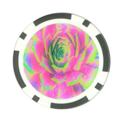 Lime Green And Pink Succulent Sedum Rosette Poker Chip Card Guard (10 Pack) by myrubiogarden