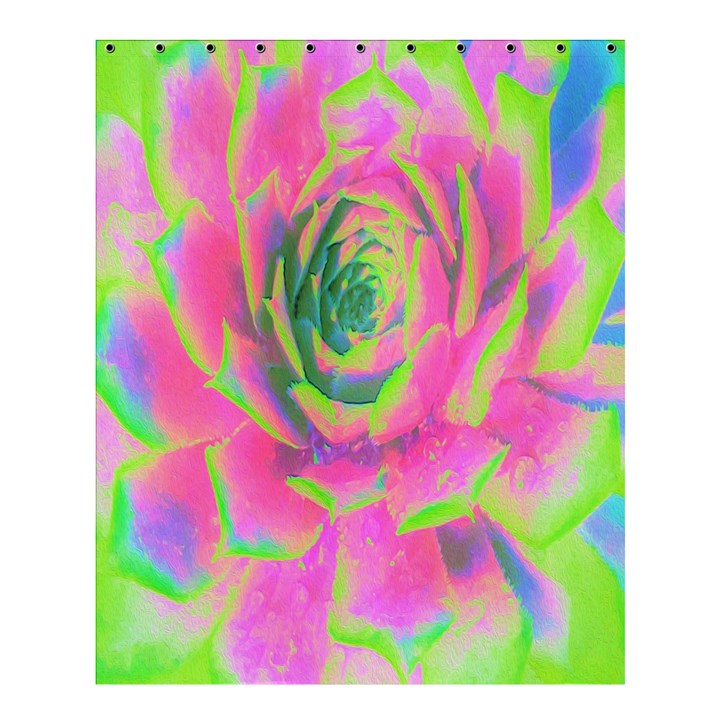 Lime Green And Pink Succulent Sedum Rosette Shower Curtain 60  x 72  (Medium) 