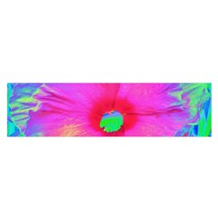 Psychedelic Pink And Red Hibiscus Flower Satin Scarf (Oblong)