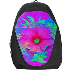 Psychedelic Pink And Red Hibiscus Flower Backpack Bag