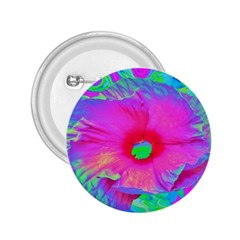 Psychedelic Pink And Red Hibiscus Flower 2.25  Buttons