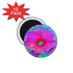 Psychedelic Pink And Red Hibiscus Flower 1 75  Magnets (10 Pack)  by myrubiogarden