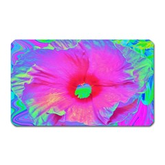 Psychedelic Pink And Red Hibiscus Flower Magnet (Rectangular)