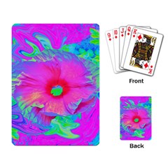 Psychedelic Pink And Red Hibiscus Flower Playing Cards Single Design