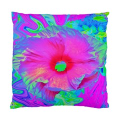 Psychedelic Pink And Red Hibiscus Flower Standard Cushion Case (Two Sides)