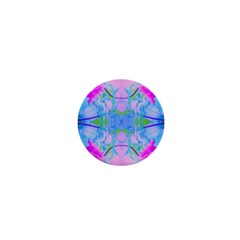 Pink And Purple Dahlia On Blue Pattern 1  Mini Magnets by myrubiogarden