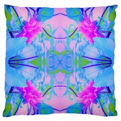 Pink And Purple Dahlia On Blue Pattern Standard Flano Cushion Case (one Side) by myrubiogarden