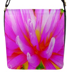 Fiery Hot Pink And Yellow Cactus Dahlia Flower Flap Closure Messenger Bag (s) by myrubiogarden