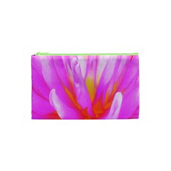 Fiery Hot Pink And Yellow Cactus Dahlia Flower Cosmetic Bag (xs) by myrubiogarden