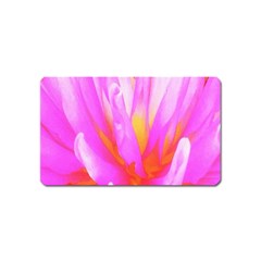 Fiery Hot Pink And Yellow Cactus Dahlia Flower Magnet (name Card) by myrubiogarden