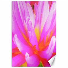 Fiery Hot Pink And Yellow Cactus Dahlia Flower Canvas 20  X 30  by myrubiogarden