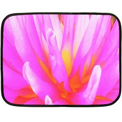 Fiery Hot Pink And Yellow Cactus Dahlia Flower Double Sided Fleece Blanket (mini)  by myrubiogarden