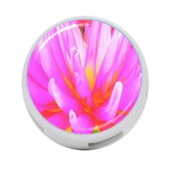 Fiery Hot Pink And Yellow Cactus Dahlia Flower 4-port Usb Hub (two Sides) by myrubiogarden