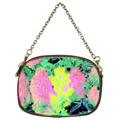 Fluorescent Yellow Smoke Tree With Pink Hydrangea Chain Purse (Two Sides)