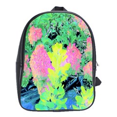 Fluorescent Yellow Smoke Tree With Pink Hydrangea School Bag (Large)