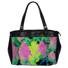 Fluorescent Yellow Smoke Tree With Pink Hydrangea Oversize Office Handbag