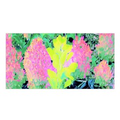 Fluorescent Yellow Smoke Tree With Pink Hydrangea Satin Shawl