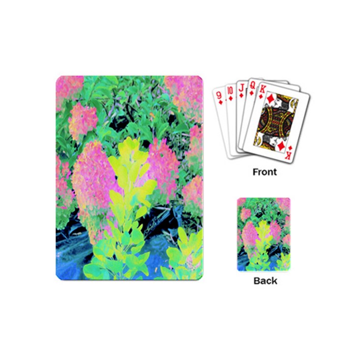 Fluorescent Yellow Smoke Tree With Pink Hydrangea Playing Cards (Mini)