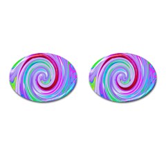 Groovy Abstract Red Swirl On Purple And Pink Cufflinks (oval) by myrubiogarden