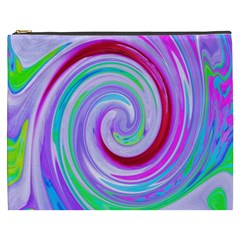 Groovy Abstract Red Swirl On Purple And Pink Cosmetic Bag (xxxl) by myrubiogarden