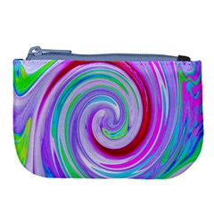 Groovy Abstract Red Swirl On Purple And Pink Large Coin Purse by myrubiogarden