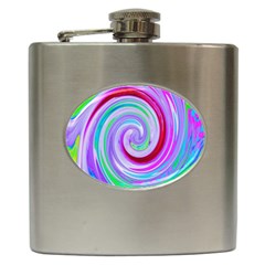 Groovy Abstract Red Swirl On Purple And Pink Hip Flask (6 Oz) by myrubiogarden