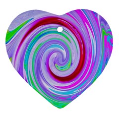 Groovy Abstract Red Swirl On Purple And Pink Heart Ornament (two Sides) by myrubiogarden