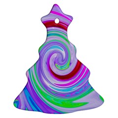 Groovy Abstract Red Swirl On Purple And Pink Christmas Tree Ornament (two Sides) by myrubiogarden