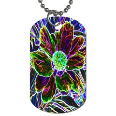 Abstract Garden Peony In Black And Blue Dog Tag (one Side) by myrubiogarden