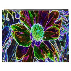 Abstract Garden Peony In Black And Blue Cosmetic Bag (xxxl) by myrubiogarden