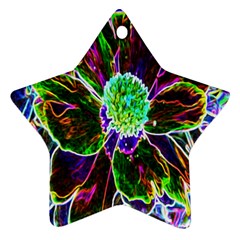 Abstract Garden Peony In Black And Blue Ornament (star) by myrubiogarden