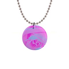 Perfect Hot Pink And Light Blue Rose Detail 1  Button Necklace by myrubiogarden